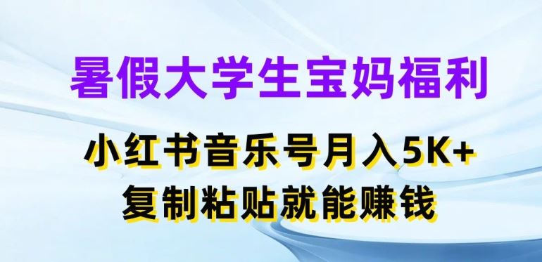 暑假大学生宝妈福利,小红书音乐号月入5000+,复制粘贴就能赚钱【揭秘】