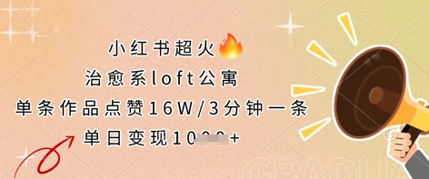 小红书超火的治愈系loft公寓,单条作品点赞16W,3分钟一条,单日变现数张-致富学堂