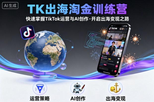 TK出海淘金训练营,助你快速掌握TikTok运营与AI创作,开启出海变现之路-致富学堂