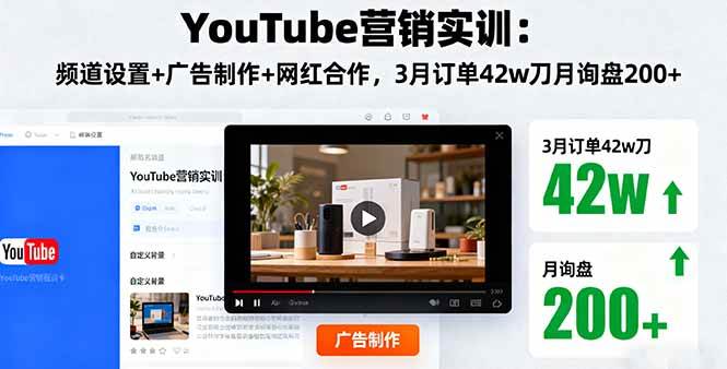(16107期)YouTube营销实训:频道设置+广告制作+网红合作,3月订单42w刀月询盘200+-致富学堂