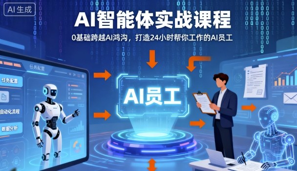 Ai智能体实战课程,0基础跨越Ai鸿沟,打造24小时帮你工作的Ai员工,打破常规,以实战定义Ai-致富学堂