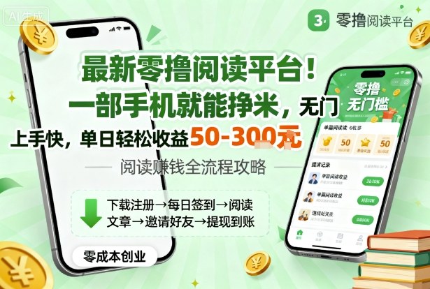 最新零撸阅读平台!一部手机就能挣米,无门槛上手快,单日轻松收益50-3张【揭秘】-致富学堂
