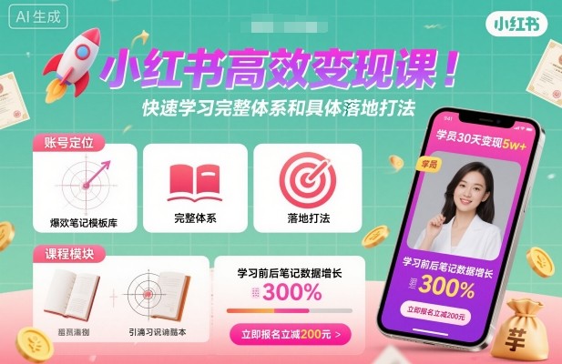 小红书高效变现课,快速学习小红书完整体系和具体落地打法-致富学堂