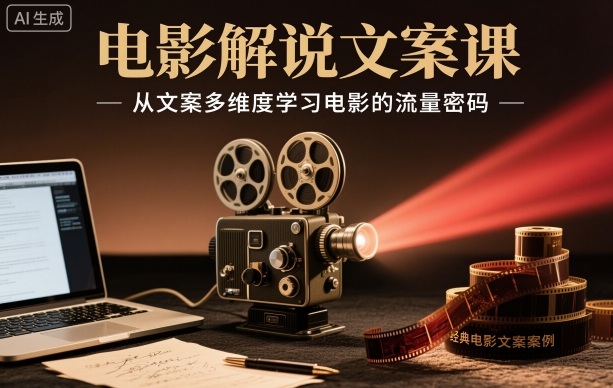 电影解说文案课,从文案多维度学习电影的流量密码-致富学堂