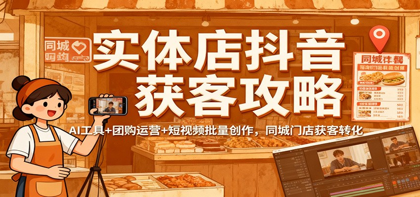实体店抖音获客攻略:AI工具+团购运营+短视频批量创作,同城门店获客转化-致富学堂