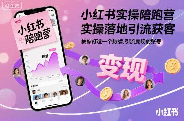 小红书实操陪跑营,实操落地引流获客,教你打造一个持续引流变现的账号-致富学堂