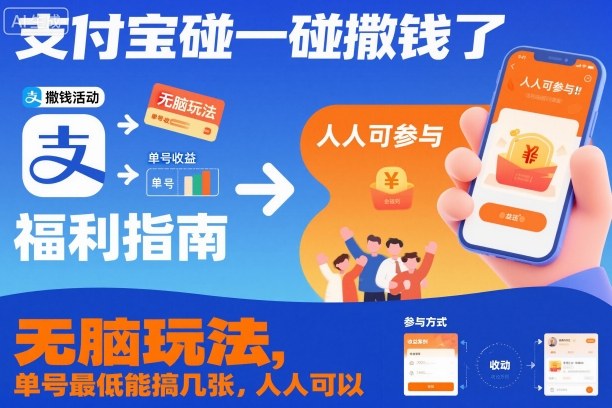 支付宝碰一碰撒钱了,无脑玩法,单号最低能搞几张,人人可以撸【揭秘】-致富学堂