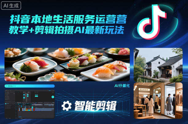 抖音本地生活服务运营教学+剪辑拍摄AI最新玩法-致富学堂