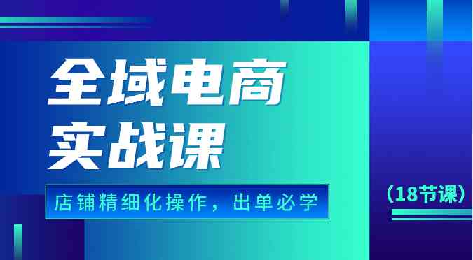 全域电商实战课，个人店铺精细化操作流程，出单必学内容（18节课）-致富学堂