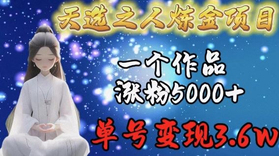 天选之人炼金项目，一个作品涨粉5000+，单号变现3.6w【揭秘】-致富学堂