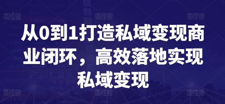 从0到1打造私域变现商业闭环，高效落地实现私域变现-致富学堂