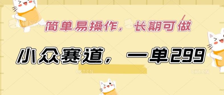 小众赛道，一单299.简单易操作，长期可做【揭秘】-致富学堂