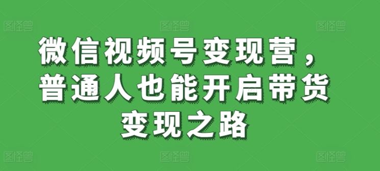 微信视频号变现营，普通人也能开启带货变现之路-致富学堂