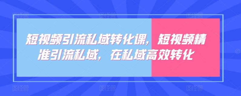 短视频引流私域转化课，短视频精准引流私域，在私域高效转化-致富学堂