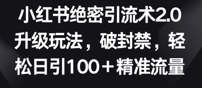小红书绝密引流术2.0升级玩法，破封禁，轻松日引100+精准流量【揭秘】-致富学堂