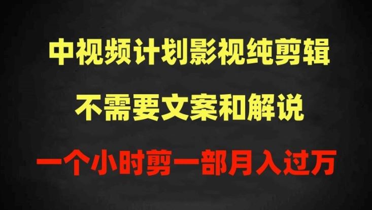 中视频计划影视纯剪辑，不需要文案和解说，一个小时剪一部，100%过原创月入过万【揭秘】-致富学堂