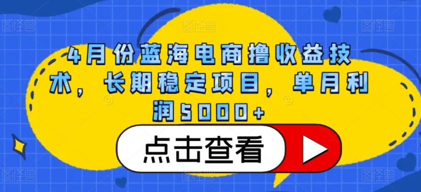 4月份蓝海电商撸收益技术，长期稳定项目，单月利润5000+【揭秘】-致富学堂