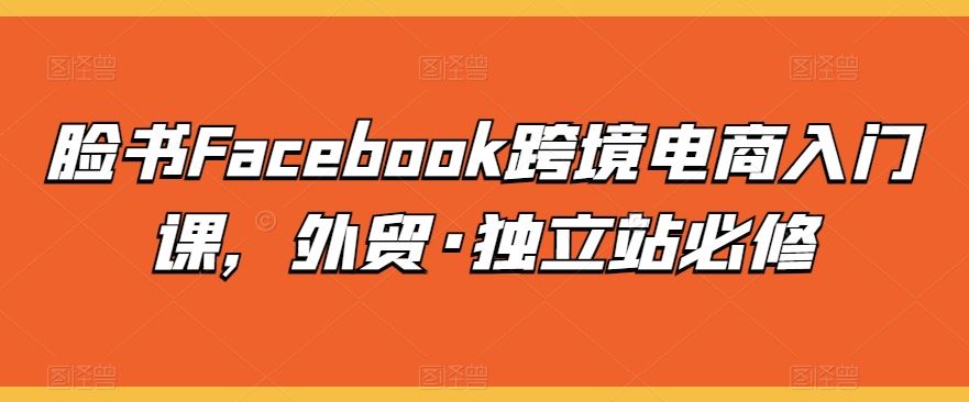 脸书Facebook跨境电商入门课，外贸·独立站必修-致富学堂