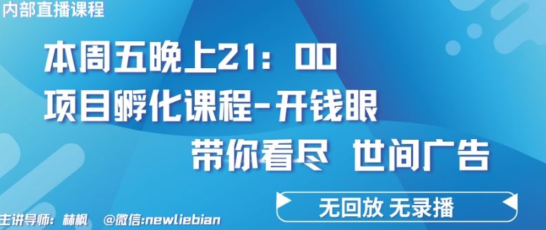 4.26日内部回放课程《项目孵化-开钱眼》赚钱的底层逻辑【揭秘】-致富学堂