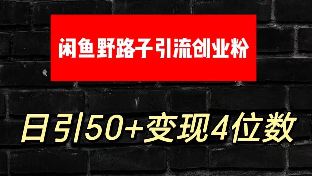 大眼闲鱼野路子引流创业粉，日引50+单日变现四位数-致富学堂