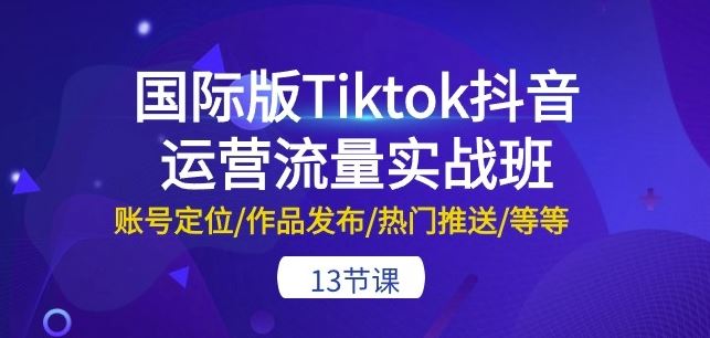 国际版Tiktok抖音运营流量实战班：账号定位/作品发布/热门推送/等等-13节-致富学堂