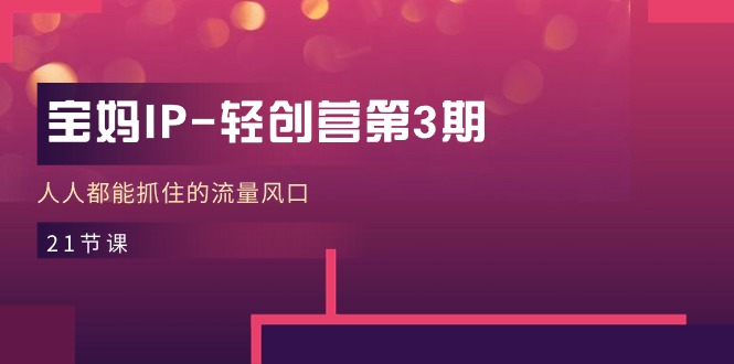 宝妈IP轻创营第3期，人人都能抓住的流量风口（21节课）-钰霖恒创