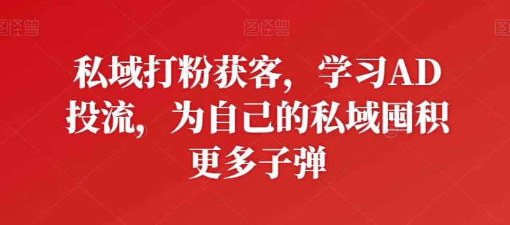 私域打粉获客，学习AD投流，为自己的私域囤积更多子弹-致富学堂