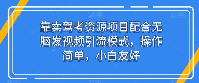 靠卖驾考资源项目配合无脑发视频引流模式，操作简单，小白友好【揭秘】-致富学堂