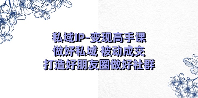 私域IP变现高手课：做好私域被动成交，打造好朋友圈做好社群（18节）-致富学堂