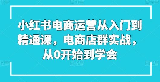 小红书电商运营从入门到精通课，电商店群实战，从0开始到学会-致富学堂