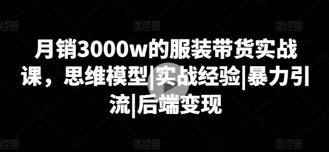 月销3000w的服装带货实战课，思维模型|实战经验|暴力引流|后端变现-致富学堂