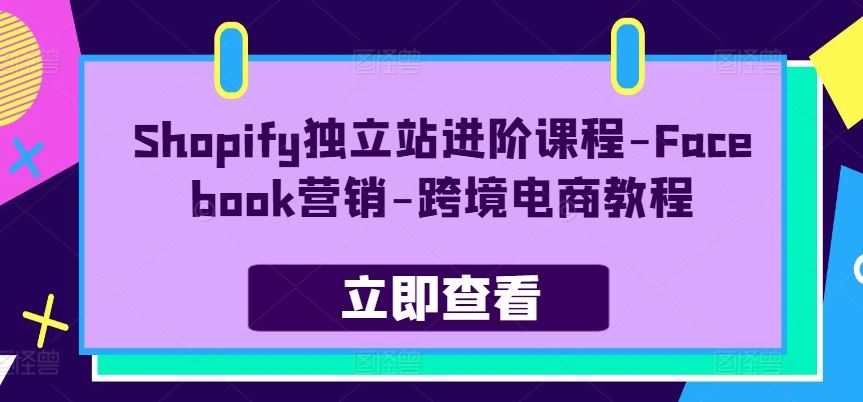 Shopify独立站进阶课程-Facebook营销-跨境电商教程-致富学堂