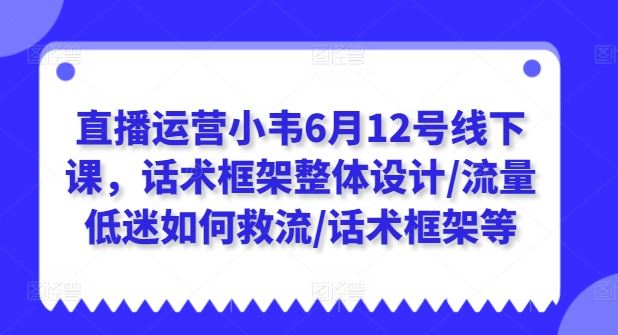 直播运营小韦6月12号线下课，话术框架整体设计/流量低迷如何救流/话术框架等-致富学堂