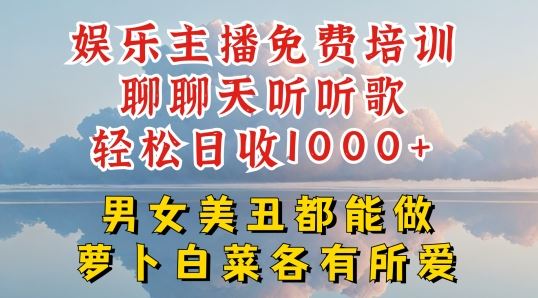 娱乐主播免费培训聊聊天听听歌轻松日收1K+，男女美丑都能做萝卜白菜各有所爱【揭秘】-致富学堂