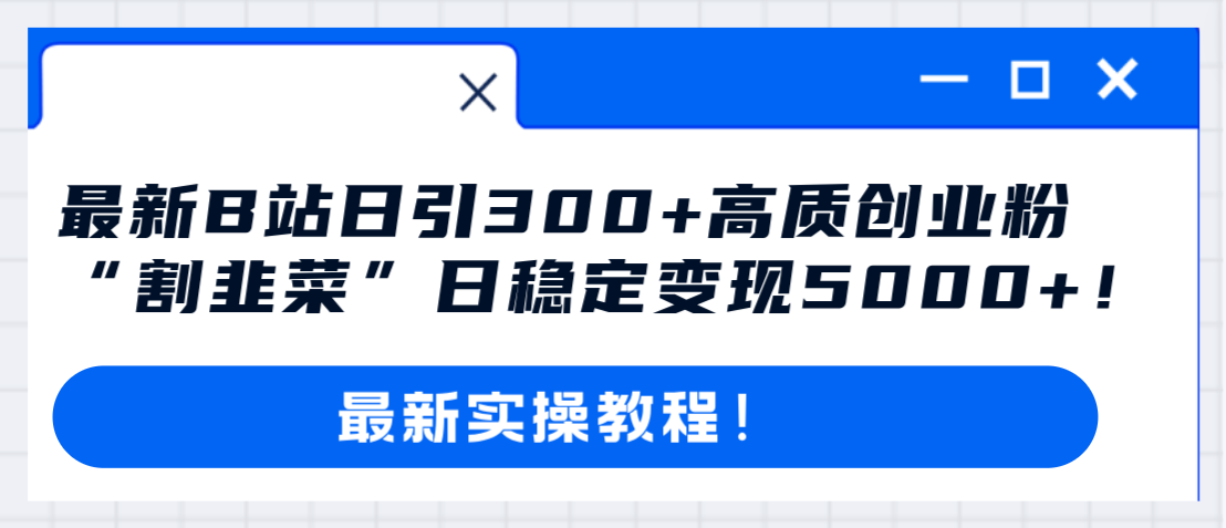 （8216期）最新B站日引300+高质创业粉教程！“割韭菜”日稳定变现5000+！-致富学堂