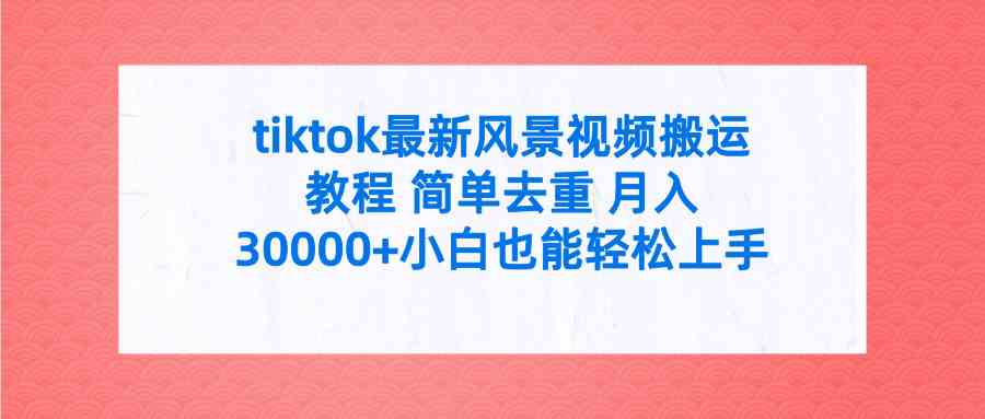 （9804期）tiktok最新风景视频搬运教程 简单去重 月入30000+附全套工具-致富学堂