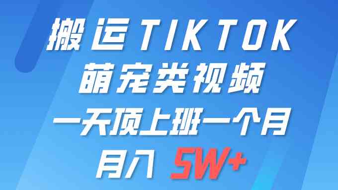 （9931期）一键搬运TIKTOK萌宠类视频 一部手机即可操作 所有平台均可发布 轻松月入5W+-钰霖恒创