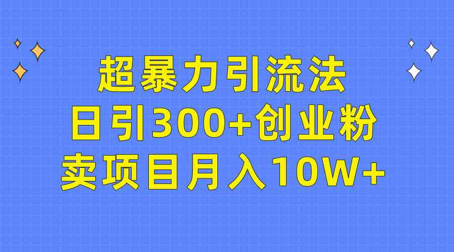 （9954期）超暴力引流法，日引300+创业粉，卖项目月入10W+-致富学堂