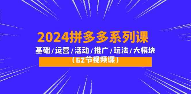 （10019期）2024拼多多系列课：基础/运营/活动/推广/玩法/大模块（62节视频课）-致富学堂