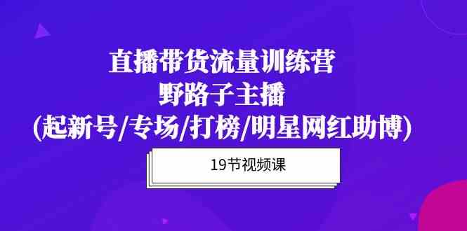 （10016期）直播带货流量特训营，野路子主播(起新号/专场/打榜/明星网红助博)19节课-致富学堂