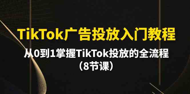 （10085期）TikTok广告投放入门教程，从0到1掌握TikTok投放的全流程（8节课）-致富学堂