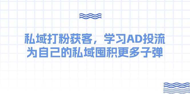 （10728期）某收费课：私域打粉获客，学习AD投流，为自己的私域囤积更多子弹-致富学堂