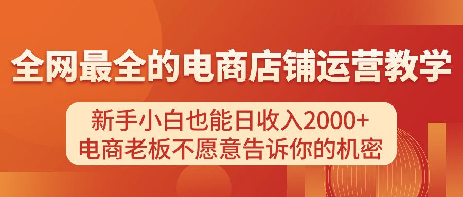 （11266期）电商店铺运营教学，新手小白也能日收入2000+，电商老板不愿意告诉你的机密-致富学堂