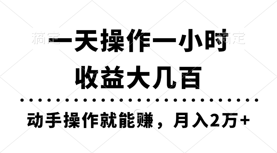 （11263期）一天操作一小时，收益大几百，动手操作就能赚，月入2万+教学-致富学堂