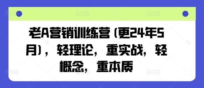 老A营销训练营(更24年6月)，轻理论，重实战，轻概念，重本质-致富学堂