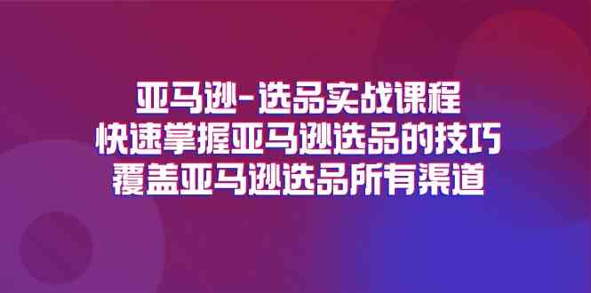 亚马逊选品实战课程，快速掌握亚马逊选品的技巧，覆盖亚马逊选品所有渠道-致富学堂
