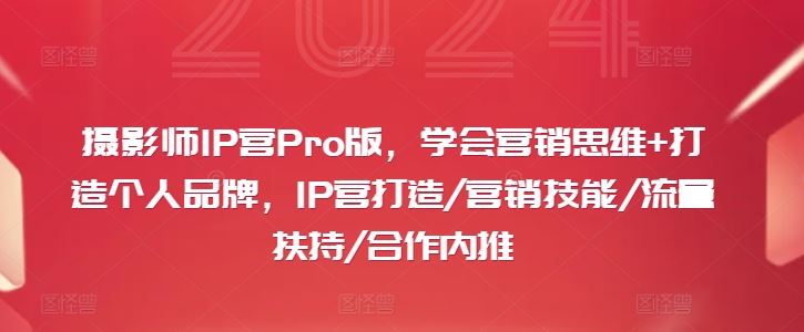摄影师IP营Pro版，学会营销思维+打造个人品牌，IP营打造/营销技能/流量扶持/合作内推-致富学堂