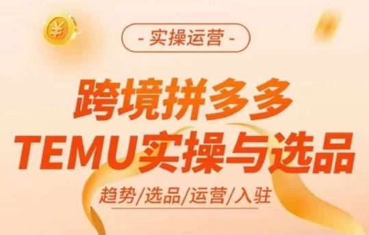 跨境拼多多TEMU实操与选品，多多temu跨境选品运营实操-致富学堂