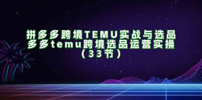 拼多多跨境TEMU实战与选品，多多temu跨境选品运营实操（33节）-致富学堂