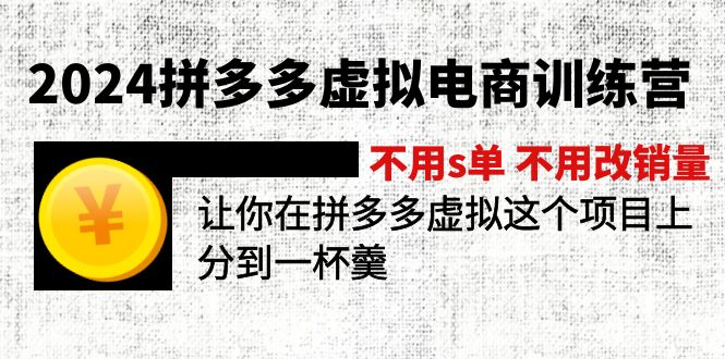 （12024期）2024拼多多虚拟电商训练营 不s单 不改销量  做虚拟项目分一杯羹(更新10节)-致富学堂
